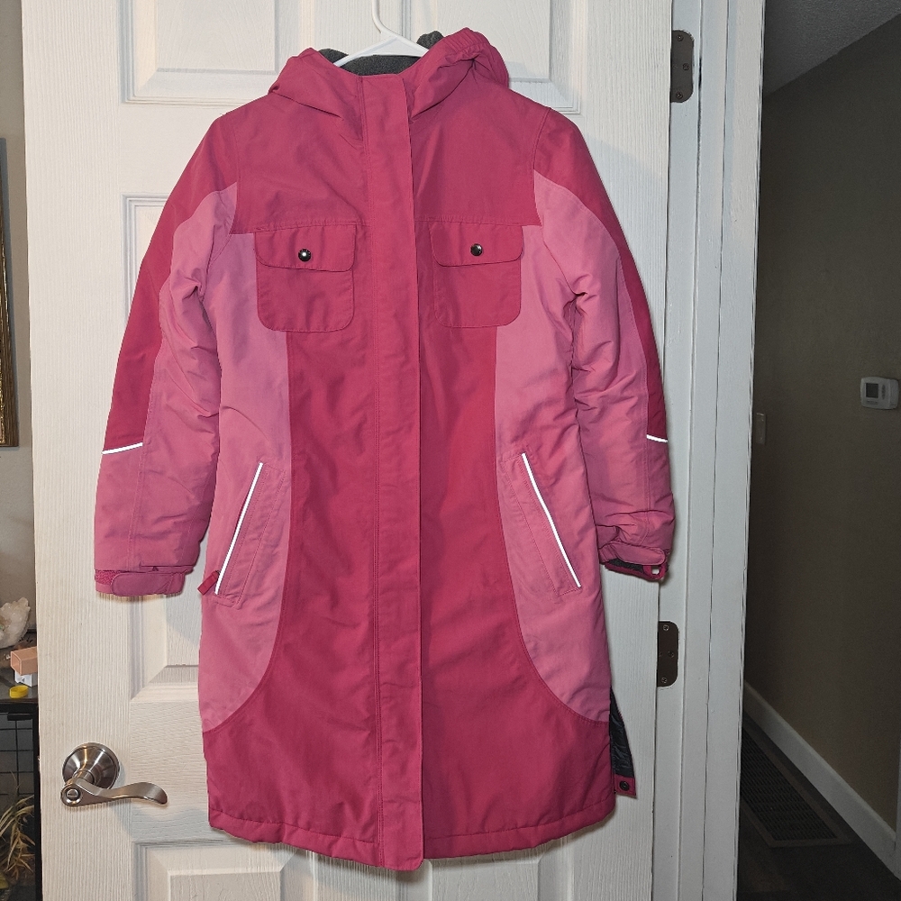 Kids Lands End The Squall Waterproof Winter Jacket Pink Long Windproof